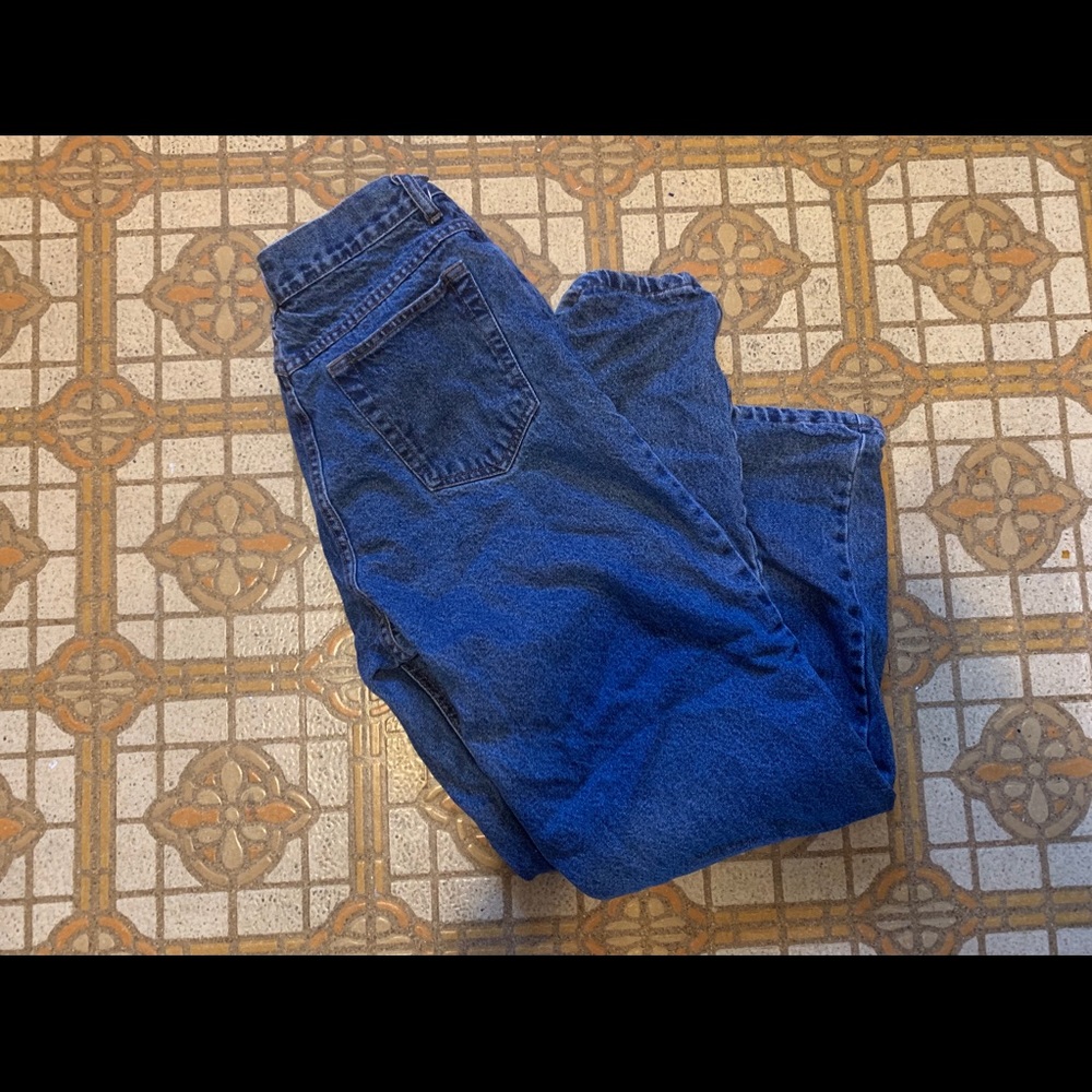 High waisted flannel jeans